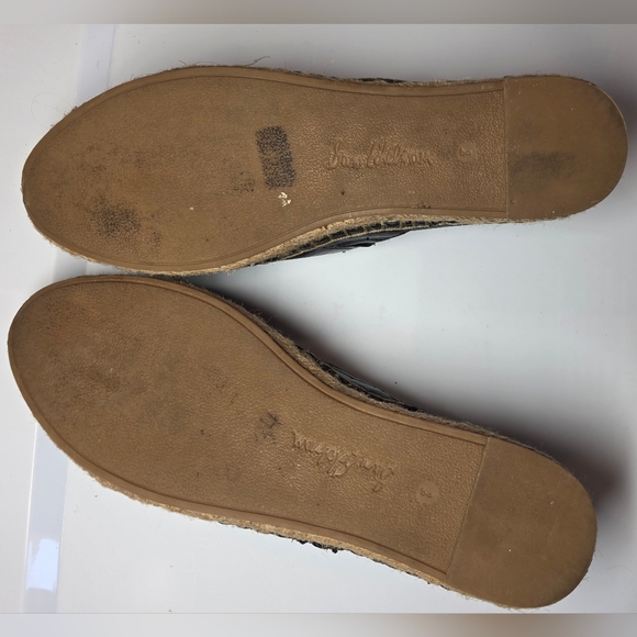Sam Edelman Black Leather Espadrille Flats Size 8M Woven Jute Casual Summer Shoe - Picture 5 of 7